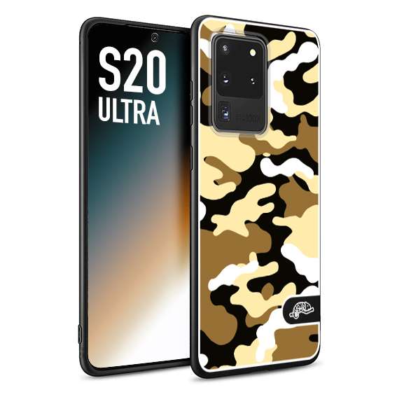 CUSTOMIZZA - Custodia cover nera morbida in tpu compatibile per Samsung S20 ULTRA camouflage mimetico militare giallo desert brown