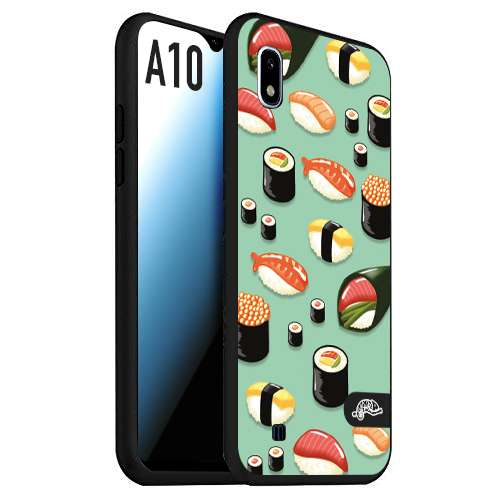 CUSTOMIZZA - Custodia cover nera morbida in tpu compatibile per Samsung A10 sushi disegni giapponese nighiri acquamarina verde