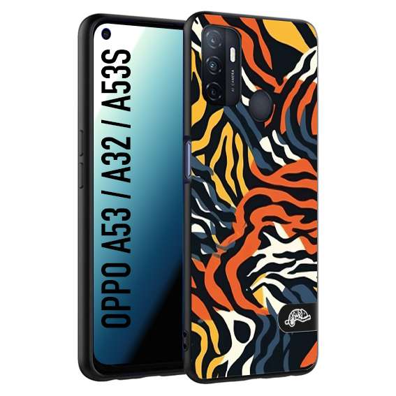 CUSTOMIZZA - Custodia cover nera morbida in tpu compatibile per Oppo A53 - A32 - A53S leopardato maculato tigrato tiger colorata gialla blu arancio