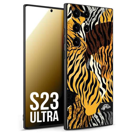 CUSTOMIZZA - Custodia cover nera morbida in tpu compatibile per Samsung S23 ULTRA leopardato tigrato tiger colorata donna fashion estate