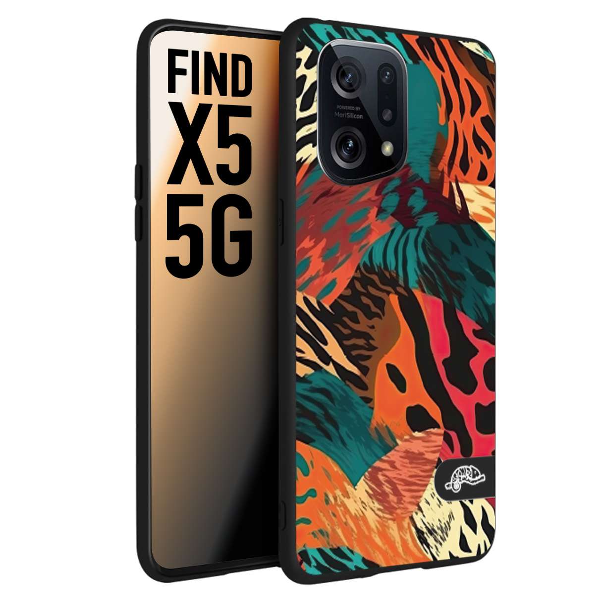 CUSTOMIZZA - Custodia cover nera morbida in tpu compatibile per Oppo Find X5 leopardato tigrato tiger colorata summer arancio verde fucsia