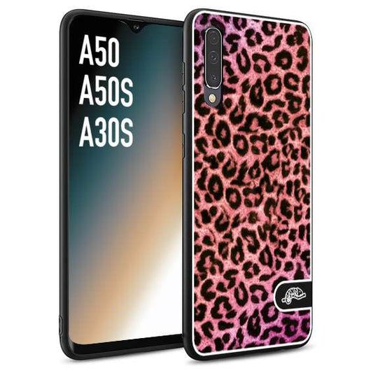 CUSTOMIZZA - Custodia cover nera morbida in tpu compatibile per Samsung A50 - A50S - A30S leopardato maculato donna rosa leopard