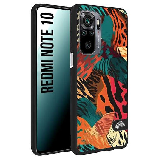 CUSTOMIZZA - Custodia cover nera morbida in tpu compatibile per Xiaomi Redmi Note 10 leopardato tigrato tiger colorata summer arancio verde fucsia