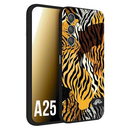 CUSTOMIZZA - Custodia cover nera morbida in tpu compatibile per Samsung A25 leopardato tigrato tiger colorata donna fashion estate