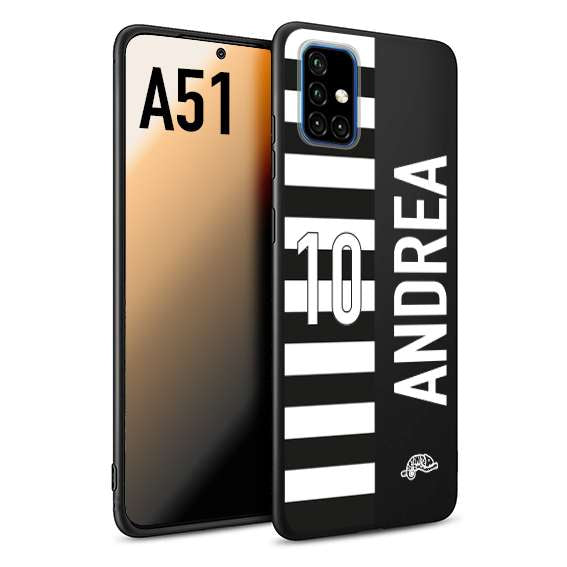 CUSTOMIZZA - Custodia cover nera morbida in tpu compatibile per Samsung A51 personalizzata calcio football nome e numero calciatori bianconera