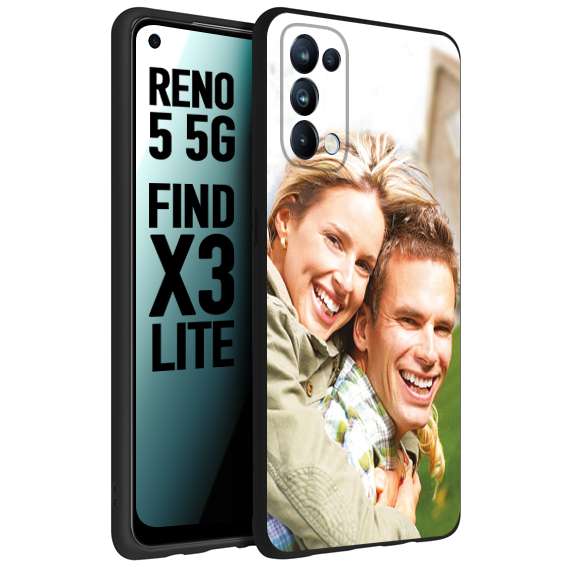 CUSTOMIZZA - Custodia cover nera morbida in tpu compatibile per Oppo Reno 5 5G personalizzata con foto immagine scritta a piacere