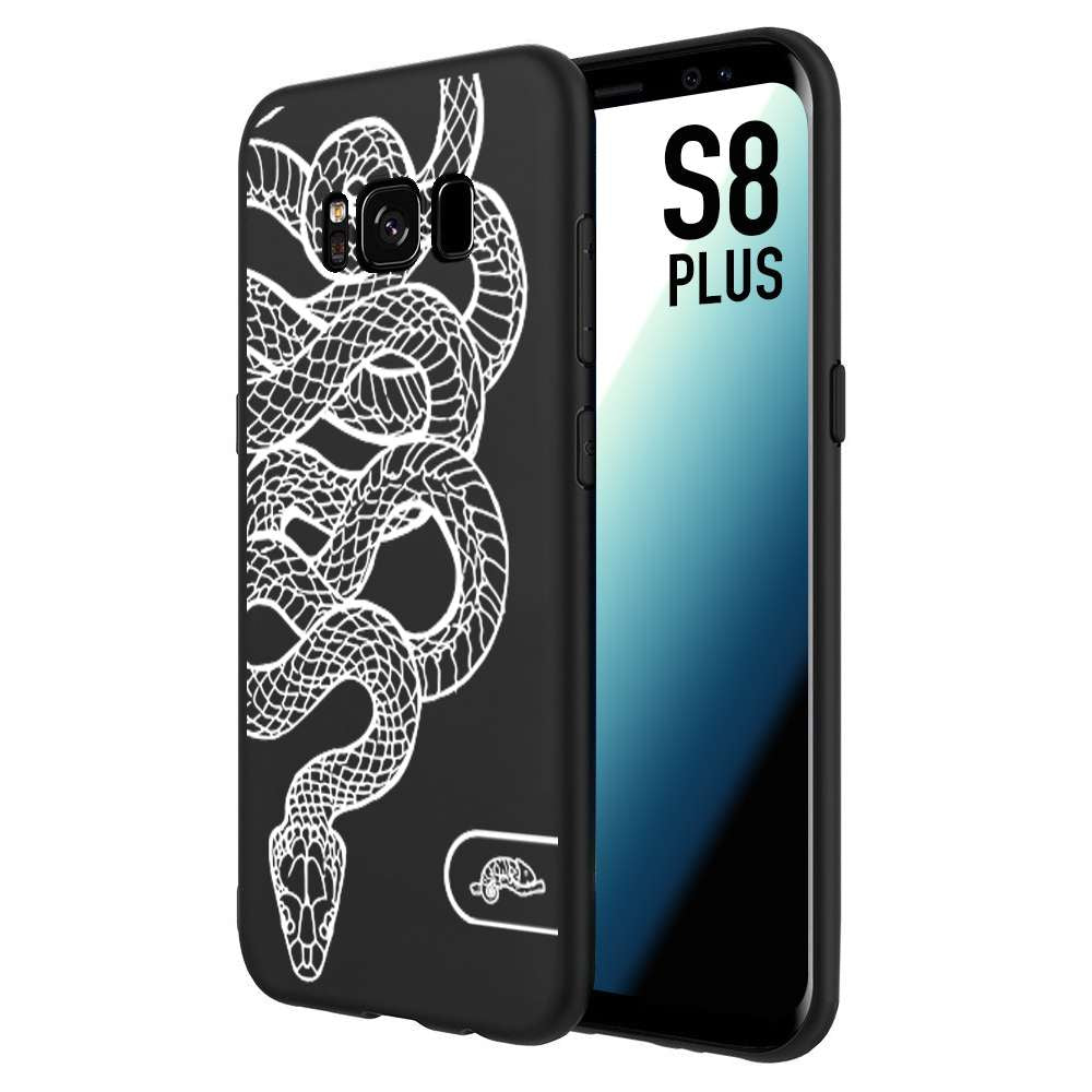 CUSTOMIZZA - Custodia cover nera morbida in tpu compatibile per Samsung S8 PLUS serpente snake bianco a rilievo disegnato tattoo tatuaggio