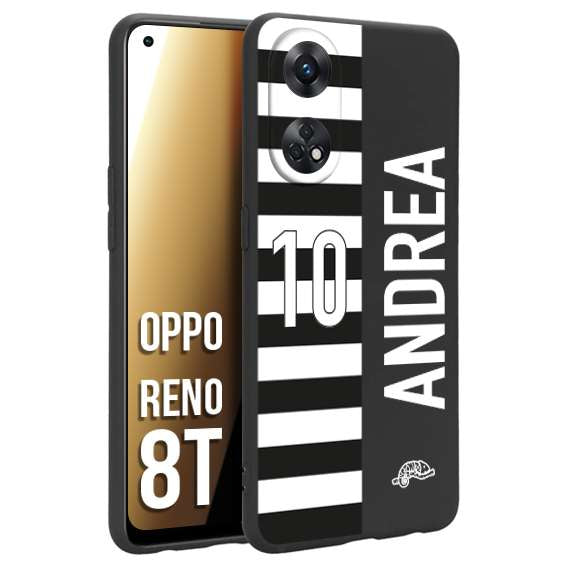 CUSTOMIZZA - Custodia cover nera morbida in tpu compatibile per Oppo Reno 8T personalizzata calcio football nome e numero calciatori bianconera