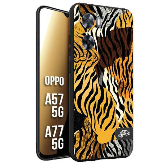 CUSTOMIZZA - Custodia cover nera morbida in tpu compatibile per Oppo A57 5G - A77 5G leopardato tigrato tiger colorata donna fashion estate