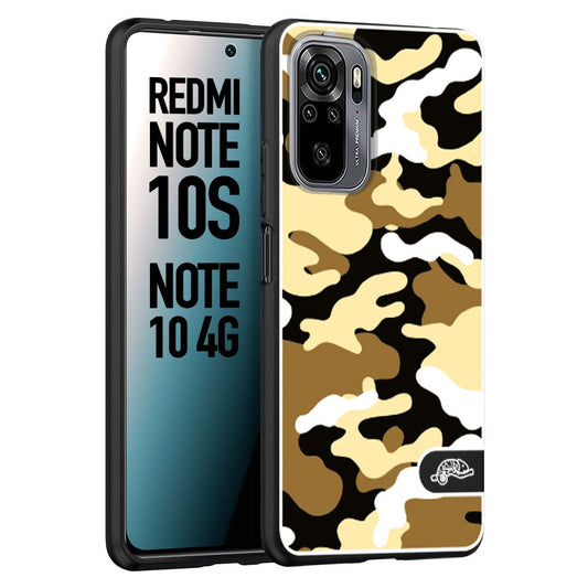 CUSTOMIZZA - Custodia cover nera morbida in tpu compatibile per Xiaomi Redmi Note 10S camouflage mimetico militare giallo desert brown