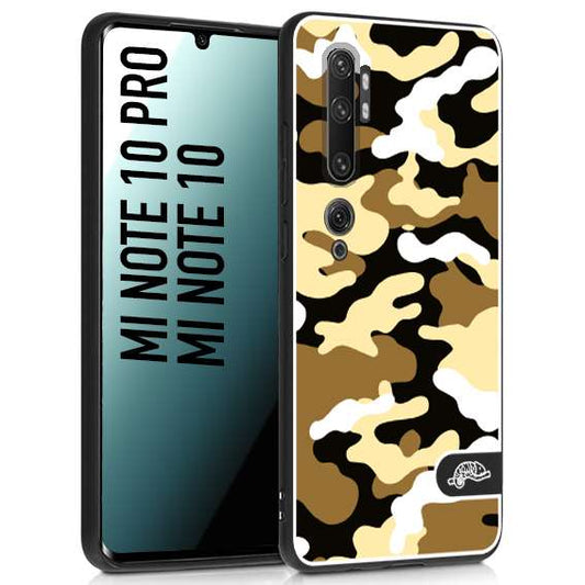 CUSTOMIZZA - Custodia cover nera morbida in tpu compatibile per Xiaomi Mi Note 10 - Mi Note 10 Pro camouflage mimetico militare giallo desert brown