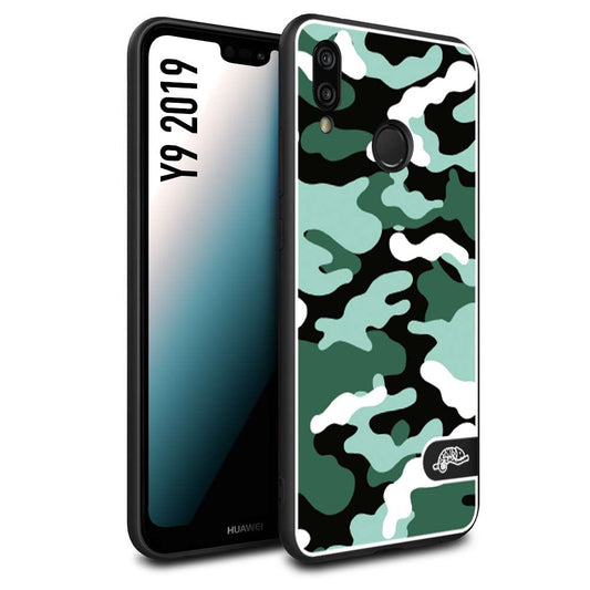 CUSTOMIZZA - Custodia cover nera morbida in tpu compatibile per Huawei Y9 2019 camouflage mimetico militare verde green