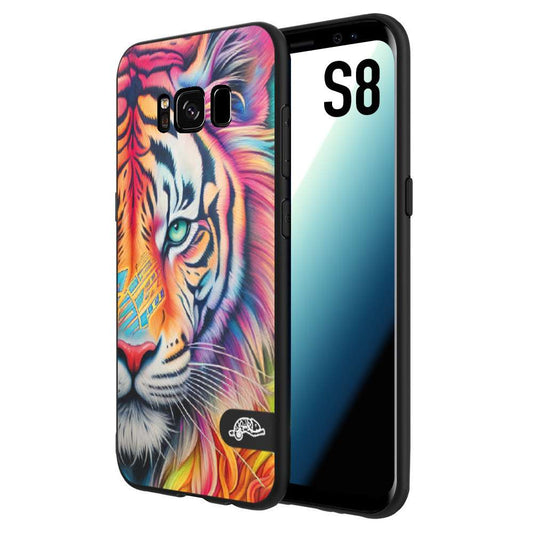 CUSTOMIZZA - Custodia cover nera morbida in tpu compatibile per Samsung S8 animali color tigre tiger viso colori vibranti disegnato schizzo