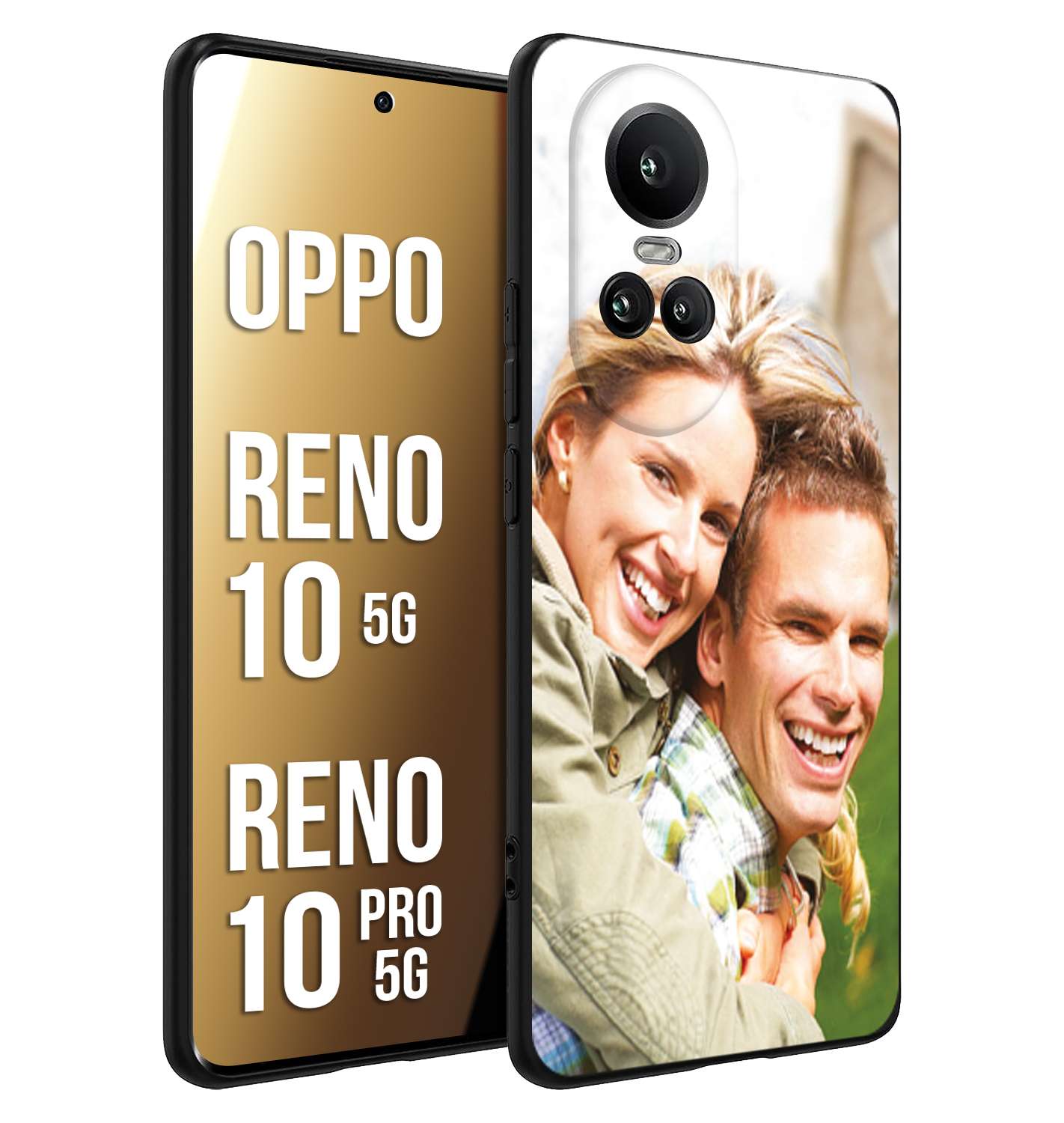 CUSTOMIZZA - Custodia cover nera morbida in tpu compatibile per Oppo Reno 10 5G - 10 PRO 5G personalizzata con foto immagine scritta a piacere