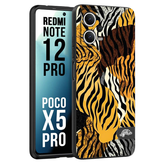 CUSTOMIZZA - Custodia cover nera morbida in tpu compatibile per Xiaomi Redmi Note 12 PRO - POCO X5 PRO leopardato tigrato tiger colorata donna fashion estate