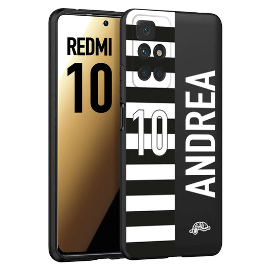 CUSTOMIZZA - Custodia cover nera morbida in tpu compatibile per Xiaomi Redmi 10 personalizzata calcio football nome e numero calciatori bianconera