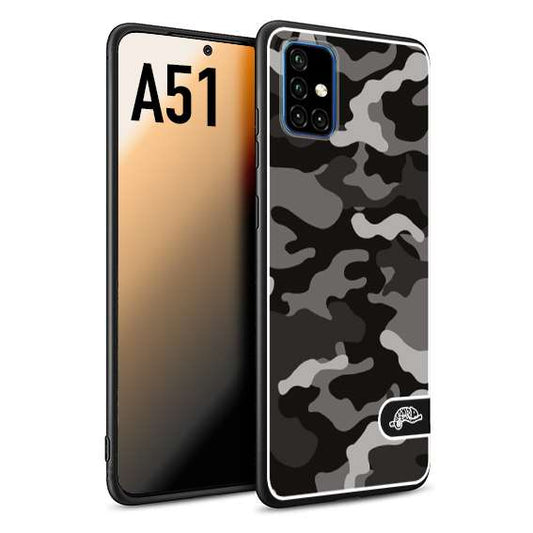 CUSTOMIZZA - Custodia cover nera morbida in tpu compatibile per Samsung A51 camouflage mimetico militare nero black grigio