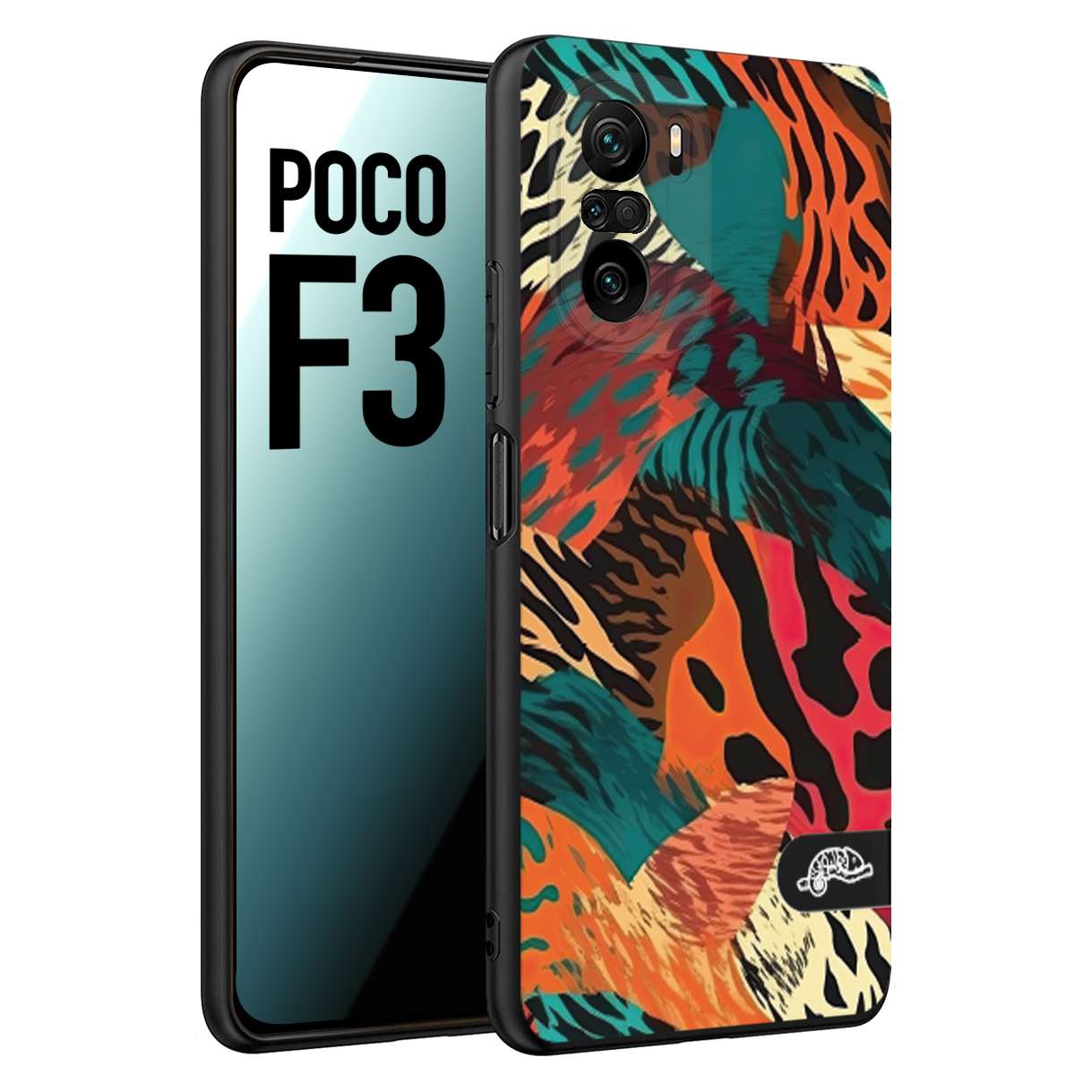 CUSTOMIZZA - Custodia cover nera morbida in tpu compatibile per Xiaomi Poco F3 leopardato tigrato tiger colorata summer arancio verde fucsia