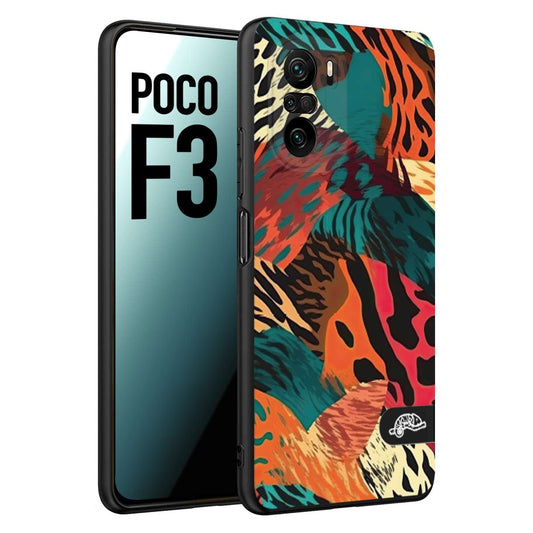 CUSTOMIZZA - Custodia cover nera morbida in tpu compatibile per Xiaomi Poco F3 leopardato tigrato tiger colorata summer arancio verde fucsia