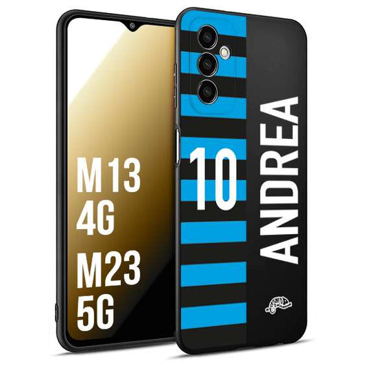 CUSTOMIZZA - Custodia cover nera morbida in tpu compatibile per Samsung M13 4G - M23 5G personalizzata calcio football nome e numero calciatori nerazzurra