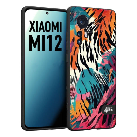 CUSTOMIZZA - Custodia cover nera morbida in tpu compatibile per Xiaomi 12 5G leopardato maculato tigrato tiger colorata summer color