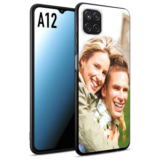 CUSTOMIZZA - Custodia cover nera morbida in tpu compatibile per Samsung A12 personalizzata con foto immagine scritta a piacere