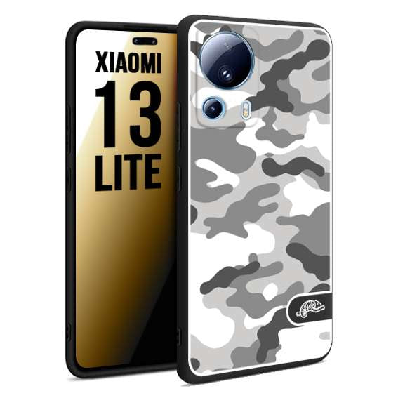 CUSTOMIZZA - Custodia cover nera morbida in tpu compatibile per Xiaomi 13 LITE camouflage mimetico militare bianco white