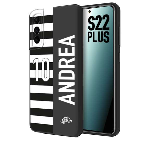 CUSTOMIZZA - Custodia cover nera morbida in tpu compatibile per Samsung S22 PLUS personalizzata calcio football nome e numero calciatori bianconera