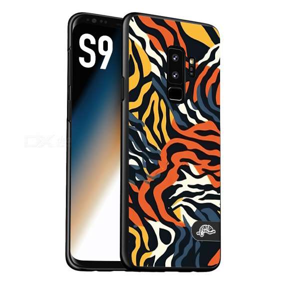 CUSTOMIZZA - Custodia cover nera morbida in tpu compatibile per Samsung S9 leopardato maculato tigrato tiger colorata gialla blu arancio