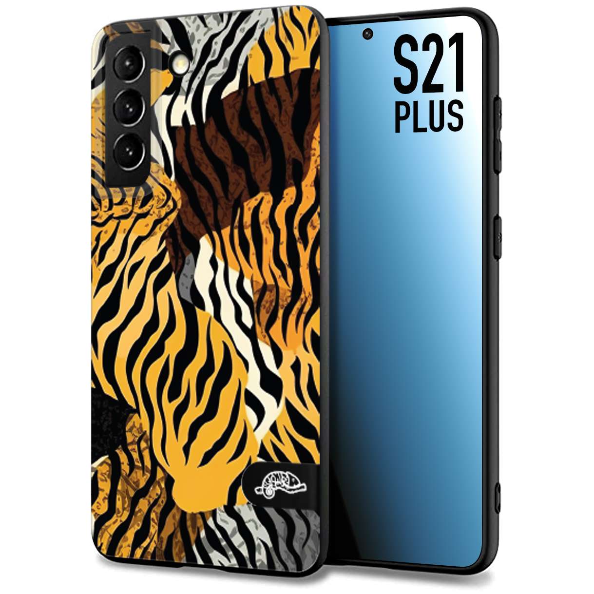 CUSTOMIZZA - Custodia cover nera morbida in tpu compatibile per Samsung S21 PLUS leopardato tigrato tiger colorata donna fashion estate