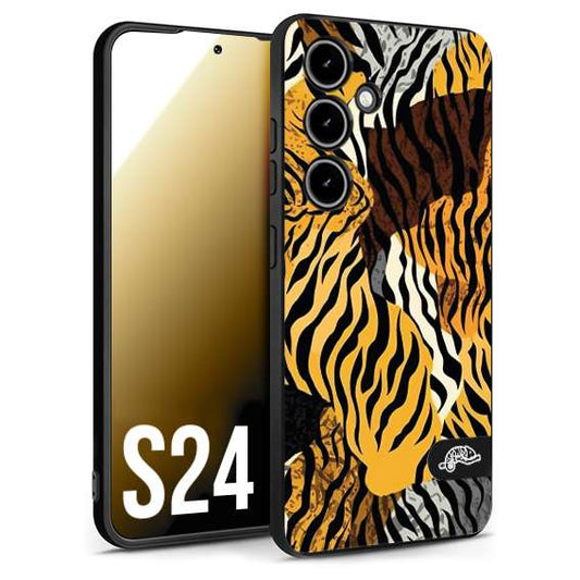 CUSTOMIZZA - Custodia cover nera morbida in tpu compatibile per Samsung S24 leopardato tigrato tiger colorata donna fashion estate