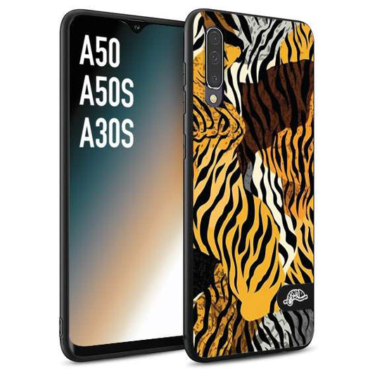 CUSTOMIZZA - Custodia cover nera morbida in tpu compatibile per Samsung A50 - A50S - A30S leopardato tigrato tiger colorata donna fashion estate