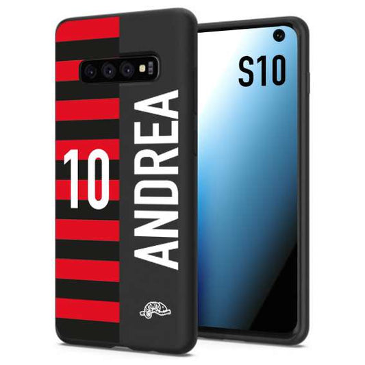 CUSTOMIZZA - Custodia cover nera morbida in tpu compatibile per Samsung S10 personalizzata calcio football nome e numero calciatori rossonera