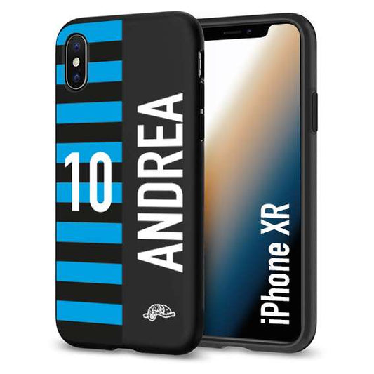 CUSTOMIZZA - Custodia cover nera morbida in tpu compatibile per iPhone Xr personalizzata calcio football nome e numero calciatori nerazzurra