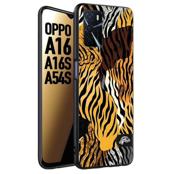 CUSTOMIZZA - Custodia cover nera morbida in tpu compatibile per Oppo A16 - A16S - A54S leopardato tigrato tiger colorata donna fashion estate