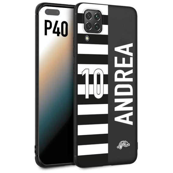 CUSTOMIZZA - Custodia cover nera morbida in tpu compatibile per Huawei P40 personalizzata calcio football nome e numero calciatori bianconera