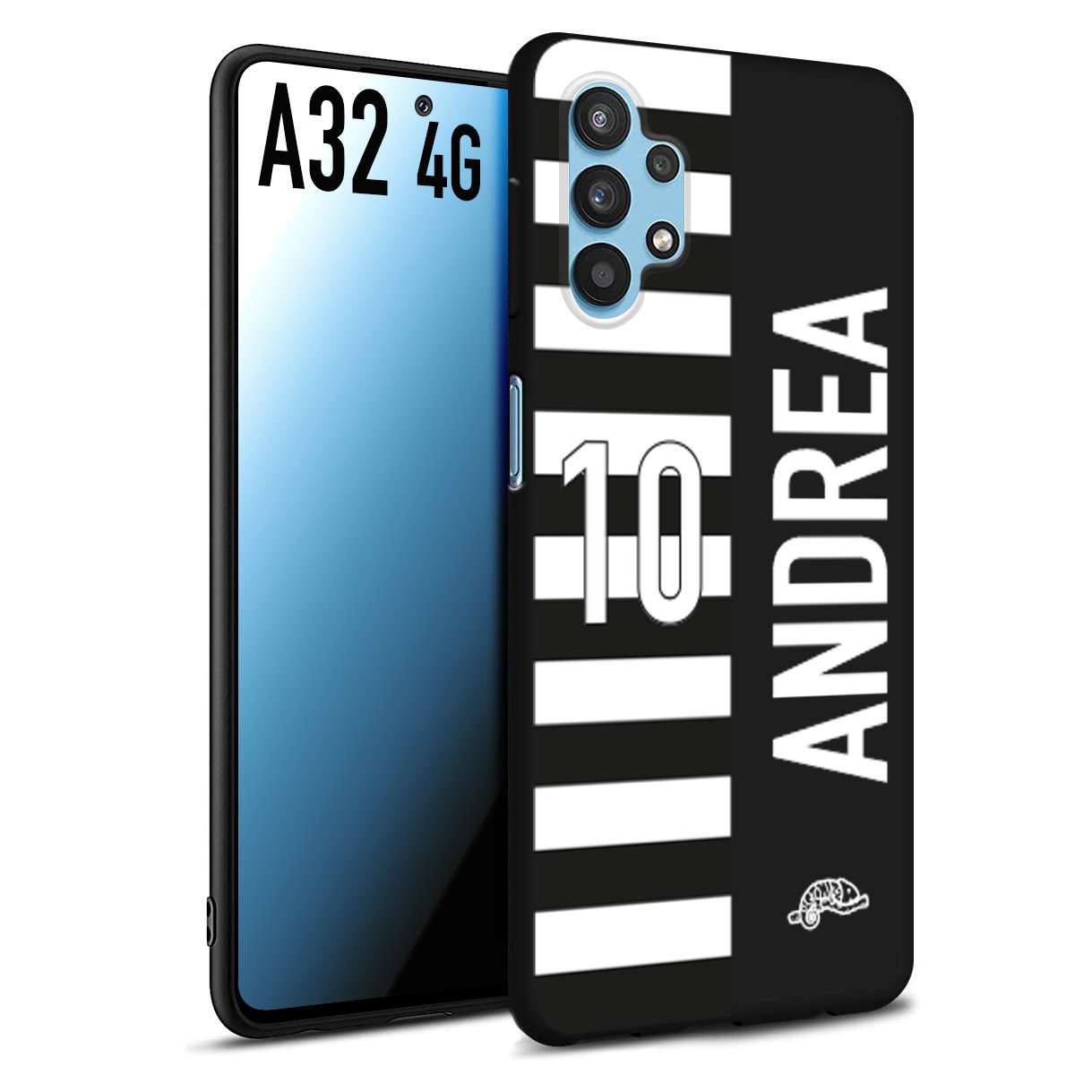 CUSTOMIZZA - Custodia cover nera morbida in tpu compatibile per Samsung A32 4G personalizzata calcio football nome e numero calciatori bianconera