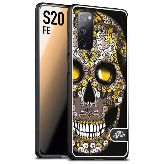 CUSTOMIZZA - Custodia cover nera morbida in tpu compatibile per Samsung S20 FE teschio messicano Mexican skull nero giallo