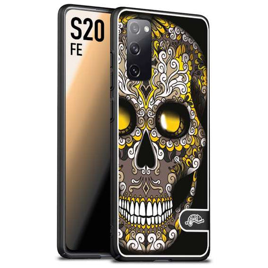 CUSTOMIZZA - Custodia cover nera morbida in tpu compatibile per Samsung S20 FE teschio messicano Mexican skull nero giallo