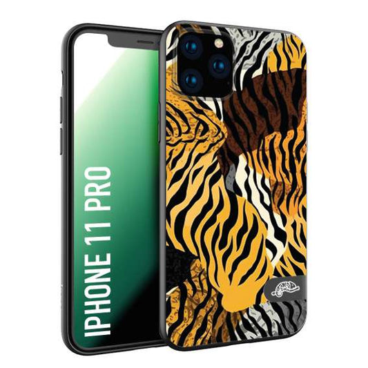 CUSTOMIZZA - Custodia cover nera morbida in tpu compatibile per iPhone 11 PRO leopardato tigrato tiger colorata donna fashion estate