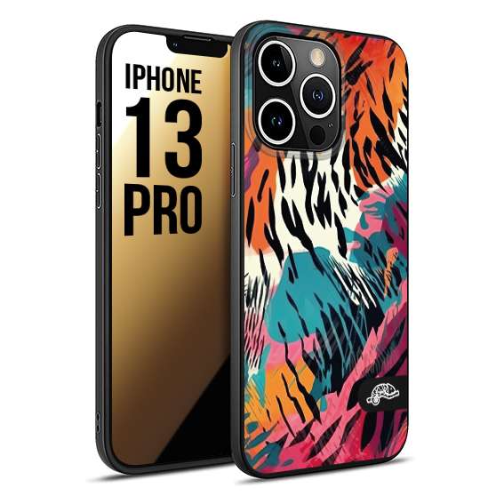 CUSTOMIZZA - Custodia cover nera morbida in tpu compatibile per iPhone 13 PRO leopardato maculato tigrato tiger colorata summer color