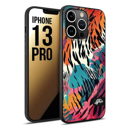 CUSTOMIZZA - Custodia cover nera morbida in tpu compatibile per iPhone 13 PRO leopardato maculato tigrato tiger colorata summer color