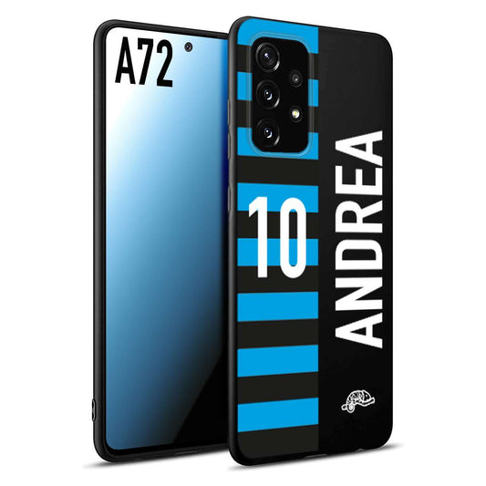 CUSTOMIZZA - Custodia cover nera morbida in tpu compatibile per Samsung A72 personalizzata calcio football nome e numero calciatori nerazzurra