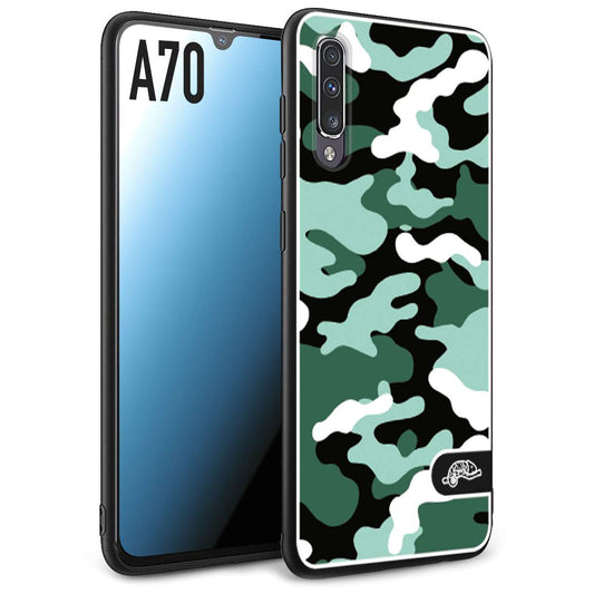 CUSTOMIZZA - Custodia cover nera morbida in tpu compatibile per Samsung A70 camouflage mimetico militare verde green