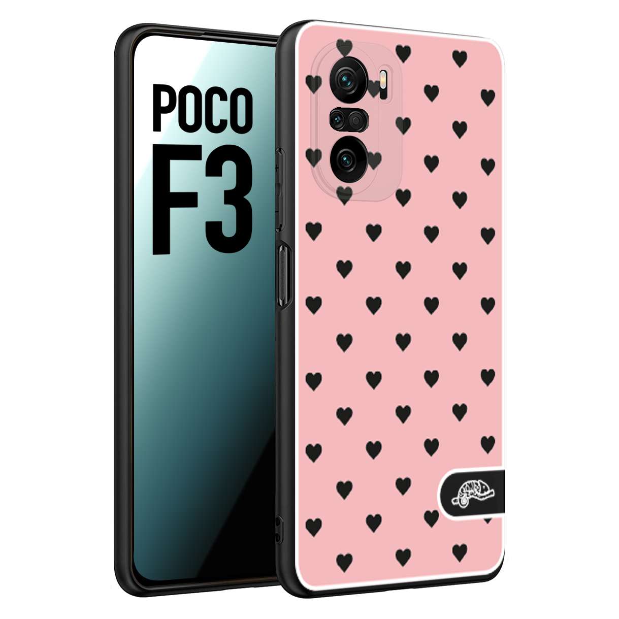 CUSTOMIZZA - Custodia cover nera morbida in tpu compatibile per Xiaomi Poco F3 cuori pois rosa donna pin up vintage
