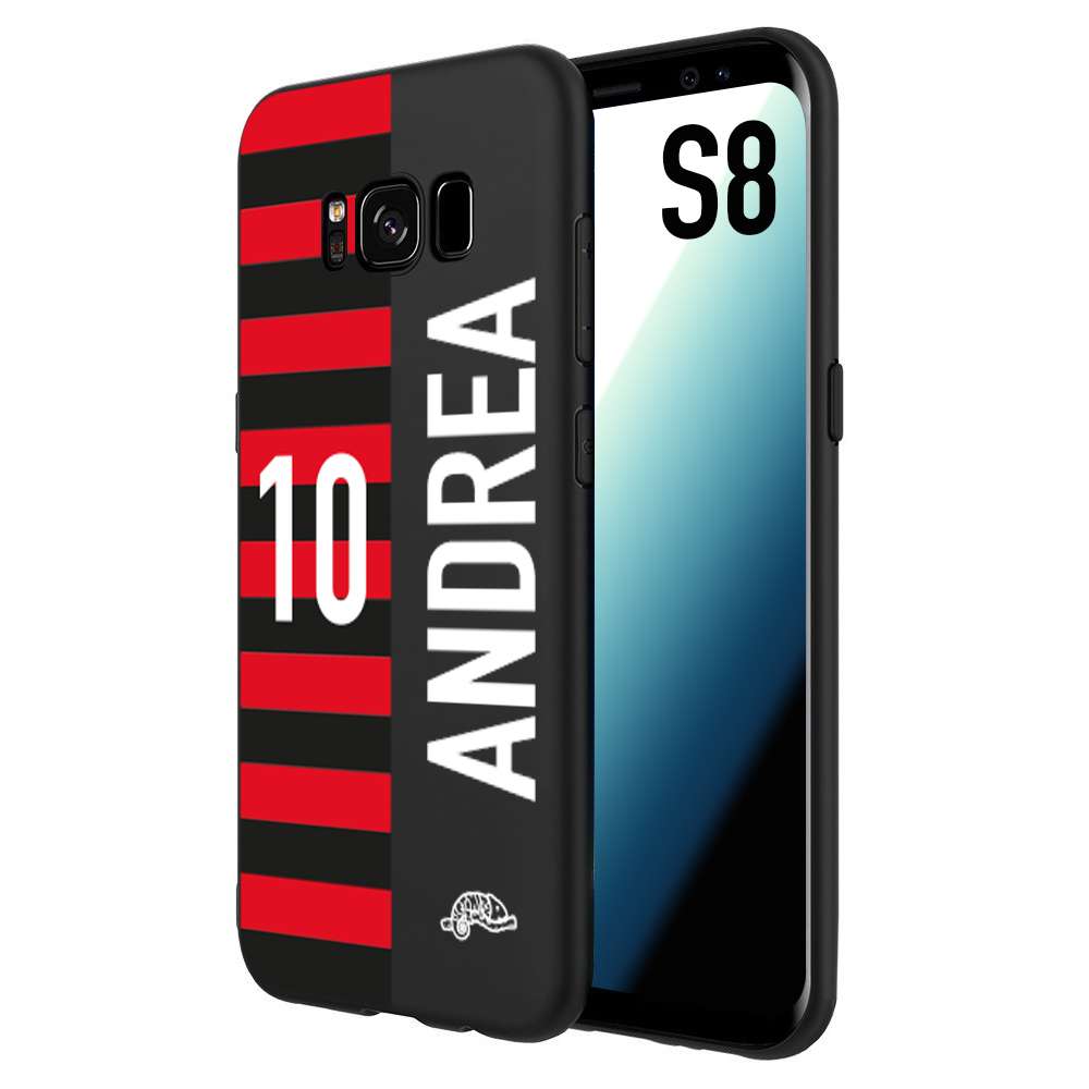 CUSTOMIZZA - Custodia cover nera morbida in tpu compatibile per Samsung S8 personalizzata calcio football nome e numero calciatori rossonera