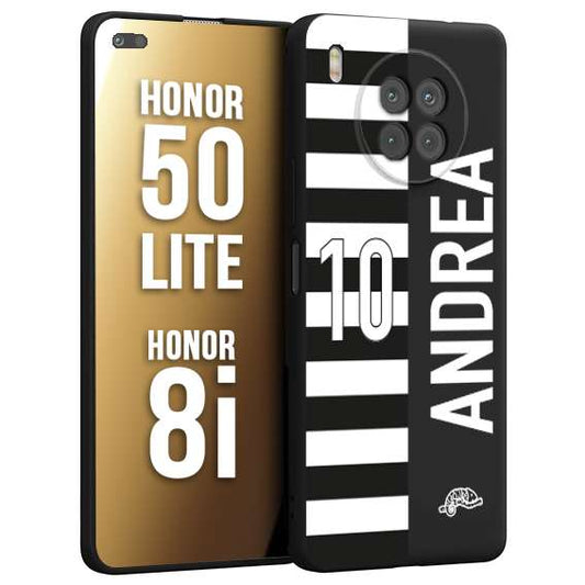 CUSTOMIZZA - Custodia cover nera morbida in tpu compatibile per Honor 8i - Honor 50 LITE personalizzata calcio football nome e numero calciatori bianconera