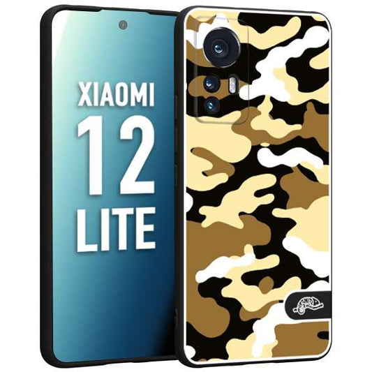 CUSTOMIZZA - Custodia cover nera morbida in tpu compatibile per Xiaomi 12 LITE camouflage mimetico militare giallo desert brown