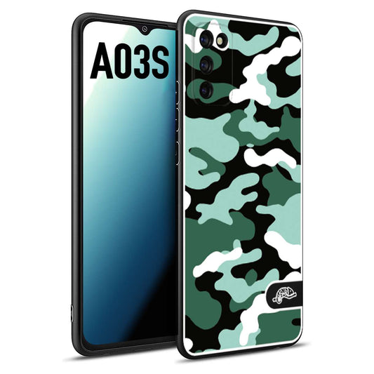 CUSTOMIZZA - Custodia cover nera morbida in tpu compatibile per Samsung A03S camouflage mimetico militare verde green