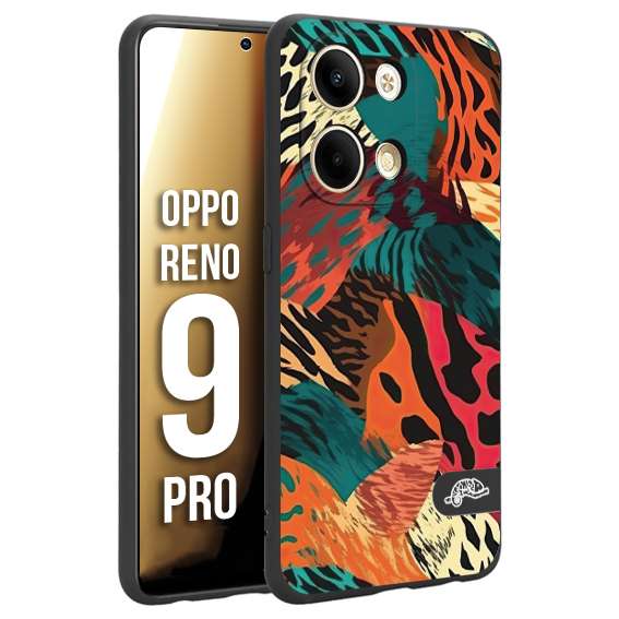 CUSTOMIZZA - Custodia cover nera morbida in tpu compatibile per Oppo Reno 9 PRO leopardato tigrato tiger colorata summer arancio verde fucsia